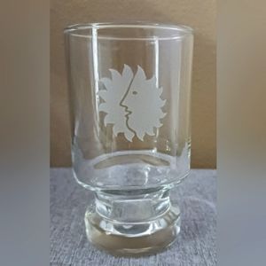 Vintage Etched National Airlines First Class Sun King Logo Shot Glass